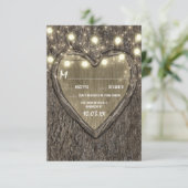 String Lights + eikenboomschors bruiloft RSVP-Kaar RSVP Kaartje (Staand voorkant)