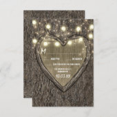 String Lights + eikenboomschors bruiloft RSVP-Kaar RSVP Kaartje (Voorkant / Achterkant)