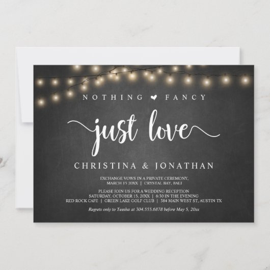 String Lights, Elopement, niets Fancy gewoon liefd Kaart (Voorkant)