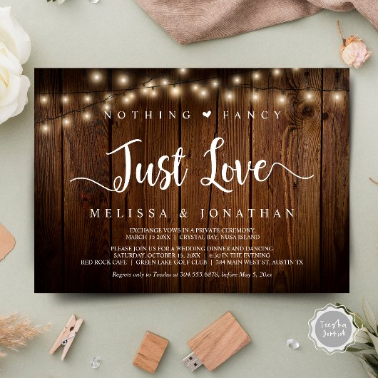 String Lights, Elopement, niets Fancy gewoon liefd Kaart