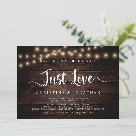 String Lights, Elopement, niets Fancy gewoon liefd Kaart (Staand voorkant)