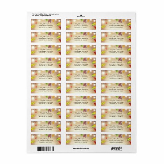 String Lights en Fall laat rustiek hout Etiket (Full Sheet)