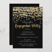 String Lights en Gold Confetti Engagement Party Kaart (Voorkant / Achterkant)