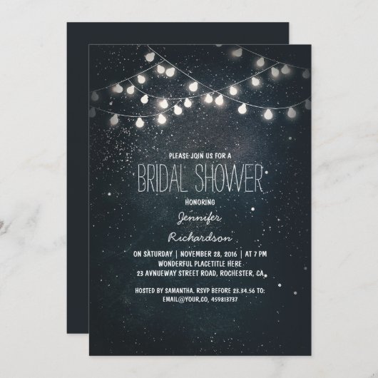 String Lights en Night Sky Stars vrijgezellenfeest Kaart (Voorkant / Achterkant)