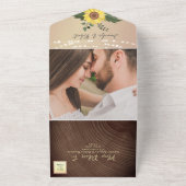 String Lights en rustieke zonnebloem bruiloft All In One Uitnodiging (Buitenkant)