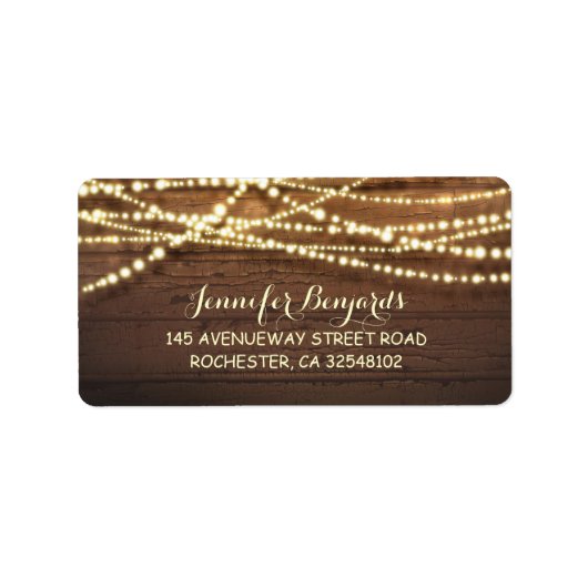 String Lights en Schuur Hout Rustiek Etiket (Voorkant)