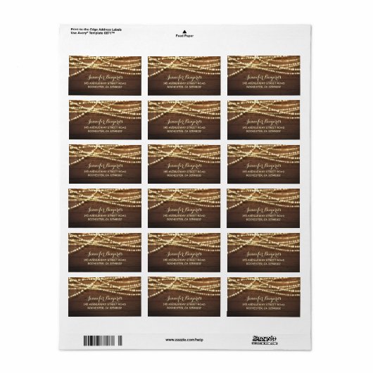 String Lights en Schuur Hout Rustiek Etiket (Full Sheet)