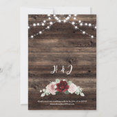 String Lights Eucalyptus & Burgundy Rustic Wedding Kaart (Achterkant)