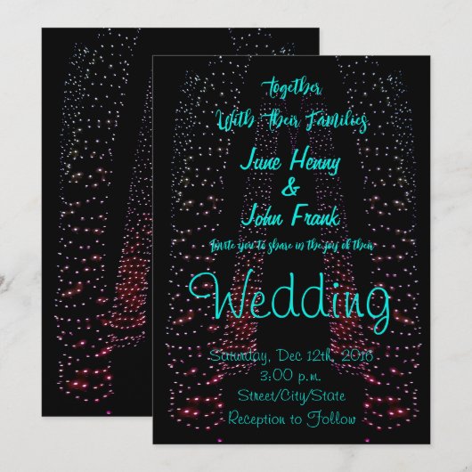 String Lights, Fairy Lights Wedding Kaart (Voorkant / Achterkant)