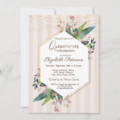 String Lights Floral Wood Stripes Quinceañera Kaart (Voorkant)