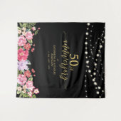 String Lights & Flowers 50th Wedding Jubileum Wandkleed (Voorkant (horizontaal))