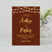 String Lights FOLIE Aangepaste Kleur Bruiloft Uitn Uitnodiging (Staand Voorkant)