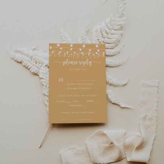 String Lights Geel Bruiloft Menu Keuze RSVP