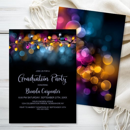 String Lights Graduation Party Kaart