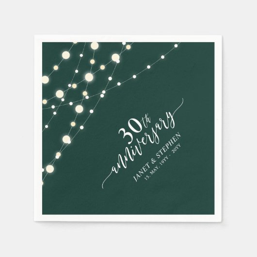 String Lights | Groen 30e bruiloft Jubileum Servet (Voorkant)