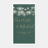 String Lights Groen Goud Handtekening Script Bruil Servet (Voorkant)