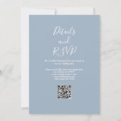 String Lights Groen Stoffig Blauw QR Code Bruiloft Kaart (Achterkant)