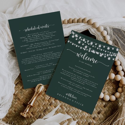 String Lights Groene Bruiloft Welkomstbrief