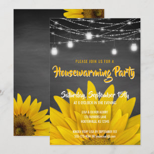 String Lights Housewarming Party Rustic Sunflower Kaart