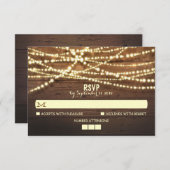 String Lights Houten Rustieke Bruiloft RSVP Kaart (Voorkant / Achterkant)