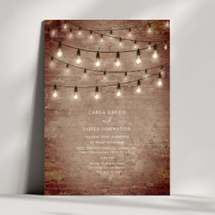 String Lights Industriële Baksteen Bruiloft Kaart