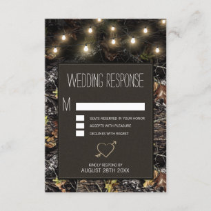 String Lights + Jacht Camo Bruiloft RSVP Kaarten