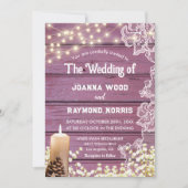 String Lights Kaarsen & Kant Rustieke Paarse bruil Kaart (Voorkant)