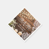 String Lights Kant Mr. en Mrs Rustic Wood Wedding Servet (Hoek)