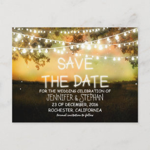 String Lights Kleurrijke romantische Save the Date Aankondigingskaart