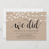 String Lights Kraft, Black font, Wedding Elopement Kaart (Voorkant)