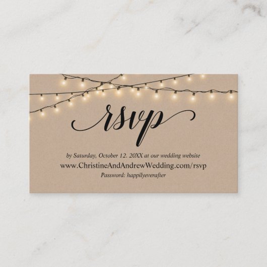 String Lights Kraft, RSVP-antwoordkaart Informatiekaartje (Voorkant)