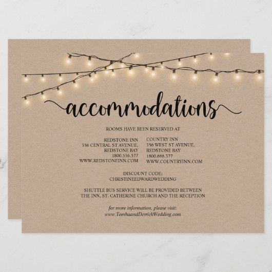 String Lights Kraft, verblijfskaart Kaart (Voorkant / Achterkant)