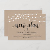 String Lights Kraft, zwart, bruiloft uitstellen Informatiekaartje (Voorkant / Achterkant)