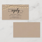 String Lights Kraft, zwart script, RSVP-reactie Informatiekaartje (Voorkant / Achterkant)