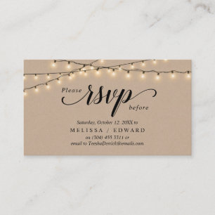 String Lights Kraft, zwart script, RSVP-reactie Informatiekaartje