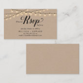 String Lights Kraft, Zwart Script, RSVP Reageren Informatiekaartje (Voorkant / Achterkant)