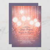 String Lights & Lantaarns Blush Roze bruiloft Uitn Kaart (Voorkant / Achterkant)