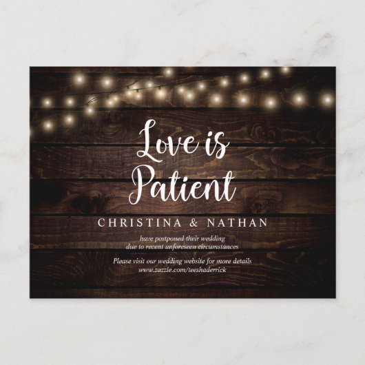 String Lights, Love is Patient, Black, Postponed Briefkaart (Voorkant)