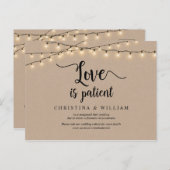 String Lights, Love is Patiënt, Wedding Postponed Briefkaart (Voorkant / Achterkant)