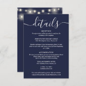 String Lights Marine Blauw Bruiloft Details Informatiekaartje (Voorkant / Achterkant)