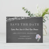 String Lights Mason Jar Chalkboard BEWAREN DE DATU Save The Date (Staand voorkant)