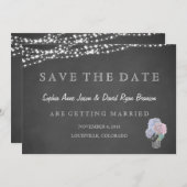 String Lights Mason Jar Chalkboard BEWAREN DE DATU Save The Date (Voorkant / Achterkant)