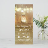 String Lights Mason Jar rustieke bruiloft programm Programma (Staand voorkant)