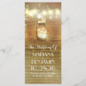 String Lights Mason Jar rustieke bruiloft programm Programma (Voorkant)