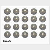 String Lights Mason Jar Rustieke Houten Initialen Ronde Sticker (Vel)