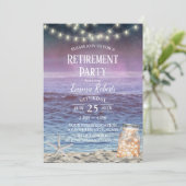 String Lights Mason Jar Starfish Beach Retirement Kaart (Staand voorkant)