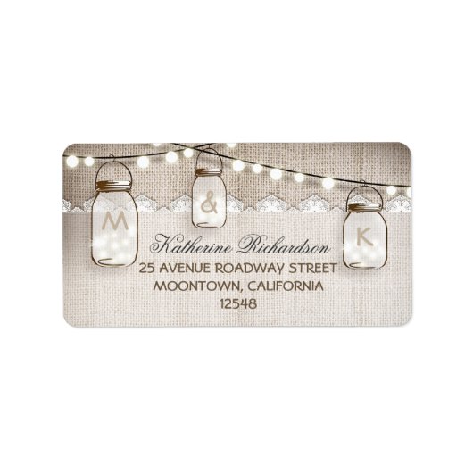 String Lights Mason Jars adresetiketten Etiket (Voorkant)