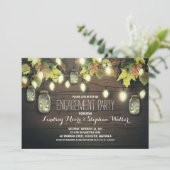 String Lights Mason Jars herfst Verlovingsfeest Kaart (Staand voorkant)