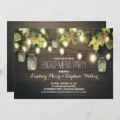 String Lights Mason Jars herfst Verlovingsfeest Kaart (Voorkant / Achterkant)