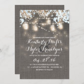 String Lights Mason Jars Rustieke Burlap Bruiloft Kaart (Voorkant / Achterkant)